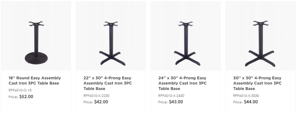 Stable and Durable Table Bases in a Busy Restaurant Environment