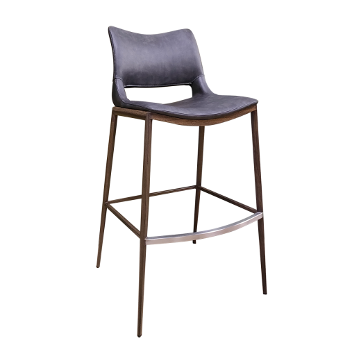 INDOOR WOOD GRAIN FINISH METAL BARSTOOL W/ VINYL SEAT & BACK IN BLACK